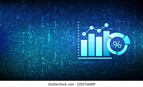 Business data analytics and robotic process automation icon made with currency symbols.. Profit and revenue of company, BI or KPI concept. Background with currency signs. Vector illustration.