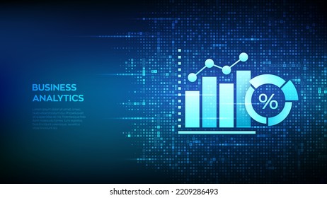 Business data analytics and robotic process automation icon made with currency symbols.. Profit and revenue of company, BI or KPI concept. Background with currency signs. Vector illustration.