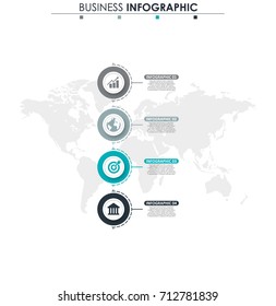 Business data, chart. Abstract elements of graph, diagram with 4 steps, strategy, options, parts or processes. Vector business template for presentation. Creative concept for infographic.