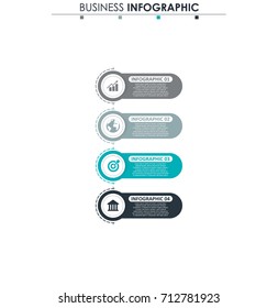 Business data, chart. Abstract elements of graph, diagram with 4 steps, strategy, options, parts or processes. Vector business template for presentation. Creative concept for infographic.