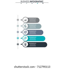Business data, chart. Abstract elements of graph, diagram with 5 steps, strategy, options, parts or processes. Vector business template for presentation. Creative concept for infographic.