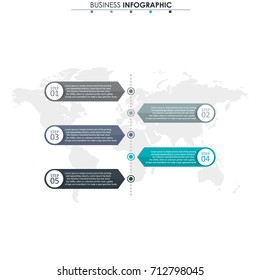 Business data, chart. Abstract elements of graph, diagram with 5 steps, strategy, options, parts or processes. Vector business template for presentation. Creative concept for infographic.