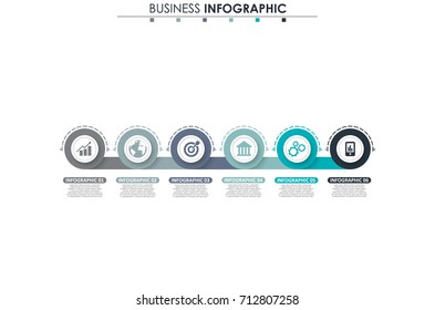 Business data, chart. Abstract elements of graph, diagram with 6 steps, strategy, options, parts or processes. Vector business template for presentation. Creative concept for infographic.