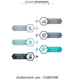 Business data, chart. Abstract elements of graph, diagram with 6 steps, strategy, options, parts or processes. Vector business template for presentation. Creative concept for infographic.