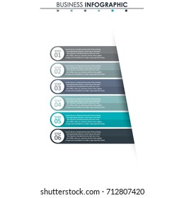 Business data, chart. Abstract elements of graph, diagram with 6 steps, strategy, options, parts or processes. Vector business template for presentation. Creative concept for infographic.