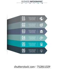 Business data, chart. Abstract elements of graph, diagram with 6 steps, strategy, options, parts or processes. Vector business template for presentation. Creative concept for infographic.