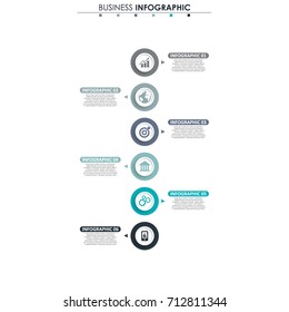 Business data, chart. Abstract elements of graph, diagram with 6 steps, strategy, options, parts or processes. Vector business template for presentation. Creative concept for infographic.