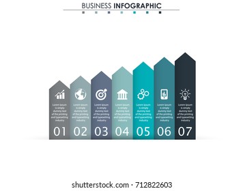 Business data, chart. Abstract elements of graph, diagram with 7 steps, strategy, options, parts or processes. Vector business template for presentation. Creative concept for infographic.