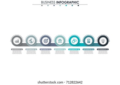 Business data, chart. Abstract elements of graph, diagram with 7 steps, strategy, options, parts or processes. Vector business template for presentation. Creative concept for infographic.