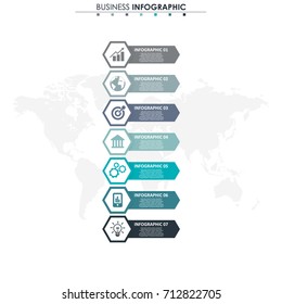 Business data, chart. Abstract elements of graph, diagram with 7 steps, strategy, options, parts or processes. Vector business template for presentation. Creative concept for infographic.