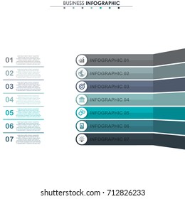 Business data, chart. Abstract elements of graph, diagram with 7 steps, strategy, options, parts or processes. Vector business template for presentation. Creative concept for infographic.