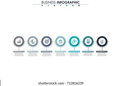 Business data, chart. Abstract elements of graph, diagram with 7 steps, strategy, options, parts or processes. Vector business template for presentation. Creative concept for infographic.