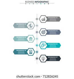 Business data, chart. Abstract elements of graph, diagram with 7 steps, strategy, options, parts or processes. Vector business template for presentation. Creative concept for infographic.