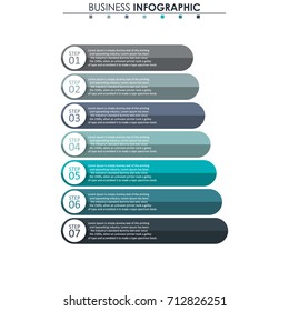 Business data, chart. Abstract elements of graph, diagram with 7 steps, strategy, options, parts or processes. Vector business template for presentation. Creative concept for infographic.
