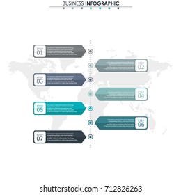 Business data, chart. Abstract elements of graph, diagram with 7 steps, strategy, options, parts or processes. Vector business template for presentation. Creative concept for infographic.