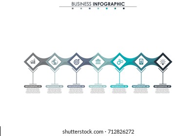 Business data, chart. Abstract elements of graph, diagram with 7 steps, strategy, options, parts or processes. Vector business template for presentation. Creative concept for infographic.