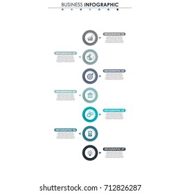 Business data, chart. Abstract elements of graph, diagram with 7 steps, strategy, options, parts or processes. Vector business template for presentation. Creative concept for infographic.