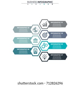 Business data, chart. Abstract elements of graph, diagram with 7 steps, strategy, options, parts or processes. Vector business template for presentation. Creative concept for infographic.