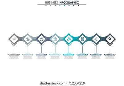 Business data, chart. Abstract elements of graph, diagram with 8 steps, strategy, options, parts or processes. Vector business template for presentation. Creative concept for infographic.