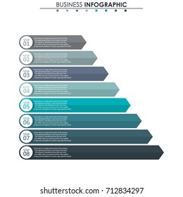 Business data, chart. Abstract elements of graph, diagram with 8 steps, strategy, options, parts or processes. Vector business template for presentation. Creative concept for infographic.