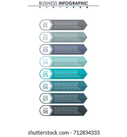 Business data, chart. Abstract elements of graph, diagram with 8 steps, strategy, options, parts or processes. Vector business template for presentation. Creative concept for infographic.