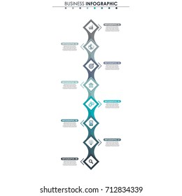 Business data, chart. Abstract elements of graph, diagram with 8 steps, strategy, options, parts or processes. Vector business template for presentation. Creative concept for infographic.
