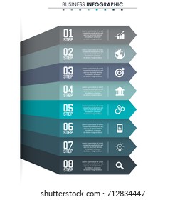 Business data, chart. Abstract elements of graph, diagram with 8 steps, strategy, options, parts or processes. Vector business template for presentation. Creative concept for infographic.