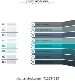 Business data, chart. Abstract elements of graph, diagram with 8 steps, strategy, options, parts or processes. Vector business template for presentation. Creative concept for infographic.