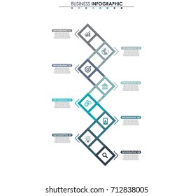 Business data, chart. Abstract elements of graph, diagram with 8 steps, strategy, options, parts or processes. Vector business template for presentation. Creative concept for infographic.
