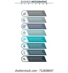 Business data, chart. Abstract elements of graph, diagram with 8 steps, strategy, options, parts or processes. Vector business template for presentation. Creative concept for infographic.