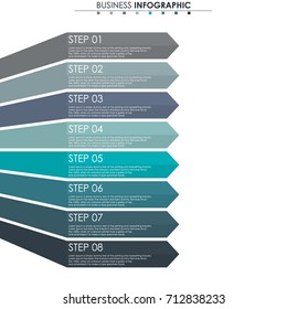 Business data, chart. Abstract elements of graph, diagram with 8 steps, strategy, options, parts or processes. Vector business template for presentation. Creative concept for infographic.