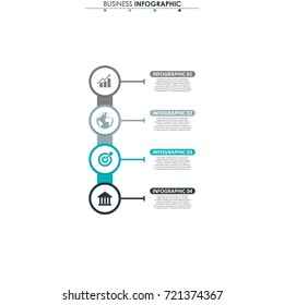 Business data, chart. Abstract elements of graph, diagram with 4 steps, strategy, options, parts or processes. Vector business template for presentation. Creative concept for infographic. 