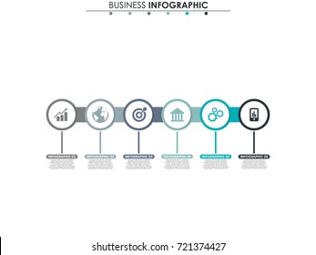 Business data, chart. Abstract elements of graph, diagram with 6 steps, strategy, options, parts or processes. Vector business template for presentation. Creative concept for infographic.