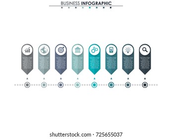Business data, chart. Abstract elements of graph, diagram with 8 steps, strategy, options, parts or processes. Vector business template for presentation. Creative concept for infographic.