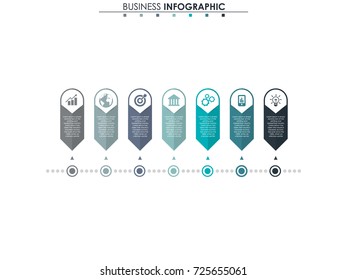 Business data, chart. Abstract elements of graph, diagram with 7 steps, strategy, options, parts or processes. Vector business template for presentation. Creative concept for infographic.