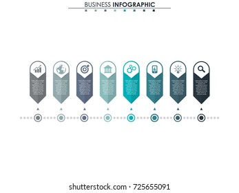 Business data, chart. Abstract elements of graph, diagram with 8 steps, strategy, options, parts or processes. Vector business template for presentation. Creative concept for infographic.