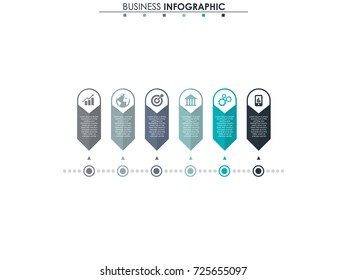 Business data, chart. Abstract elements of graph, diagram with 6 steps, strategy, options, parts or processes. Vector business template for presentation. Creative concept for infographic.