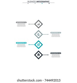 Business data, chart. Abstract elements of graph, diagram with 4 steps, strategy, options, parts or processes. Vector business template for presentation. Creative concept for infographic.