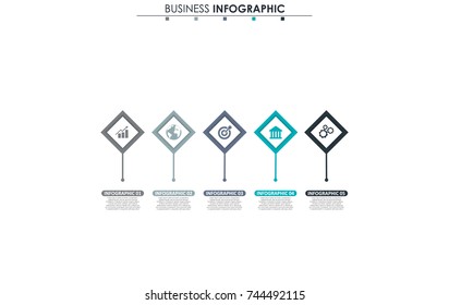 Business data, chart. Abstract elements of graph, diagram with 5 steps, strategy, options, parts or processes. Vector business template for presentation. Creative concept for infographic.