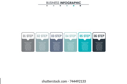 Business data, chart. Abstract elements of graph, diagram with 6 steps, strategy, options, parts or processes. Vector business template for presentation. Creative concept for infographic.