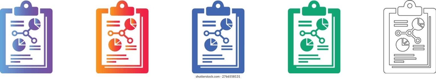 Business Data Clipboard Vector Icon Set icon set vol 047