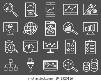 Business data communication information technology outline icon. Data analysis vector.