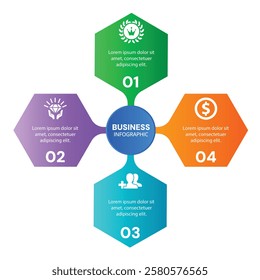 Business data concept 4 step process stylish infographic template designed with icons