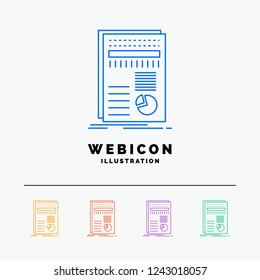 business, data, finance, report, statistics 5 Color Line Web Icon Template isolated on white. Vector illustration