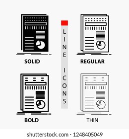 business, data, finance, report, statistics Icon in Thin, Regular, Bold Line and Glyph Style. Vector illustration