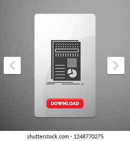 business, data, finance, report, statistics Glyph Icon in Carousal Pagination Slider Design & Red Download Button