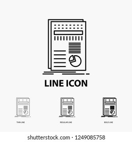 business, data, finance, report, statistics Icon in Thin, Regular and Bold Line Style. Vector illustration