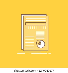 business, data, finance, report, statistics Flat Line Filled Icon. Beautiful Logo button over yellow background for UI and UX, website or mobile application