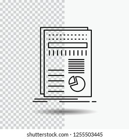 business, data, finance, report, statistics Line Icon on Transparent Background. Black Icon Vector Illustration