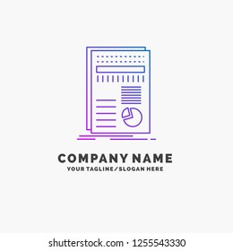 business, data, finance, report, statistics Purple Business Logo Template. Place for Tagline
